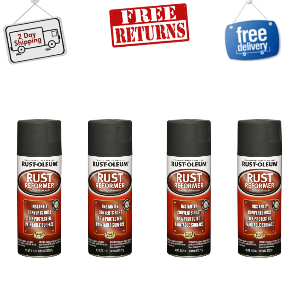 (4 Pack) Rust-Oleum Automotive Rust Reformer Flat Spray Paint, Black, 10.25 oz gallery