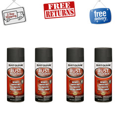 (4 Pack) Rust-Oleum Automotive Rust Reformer Flat Spray Paint, Black, 10.25 oz