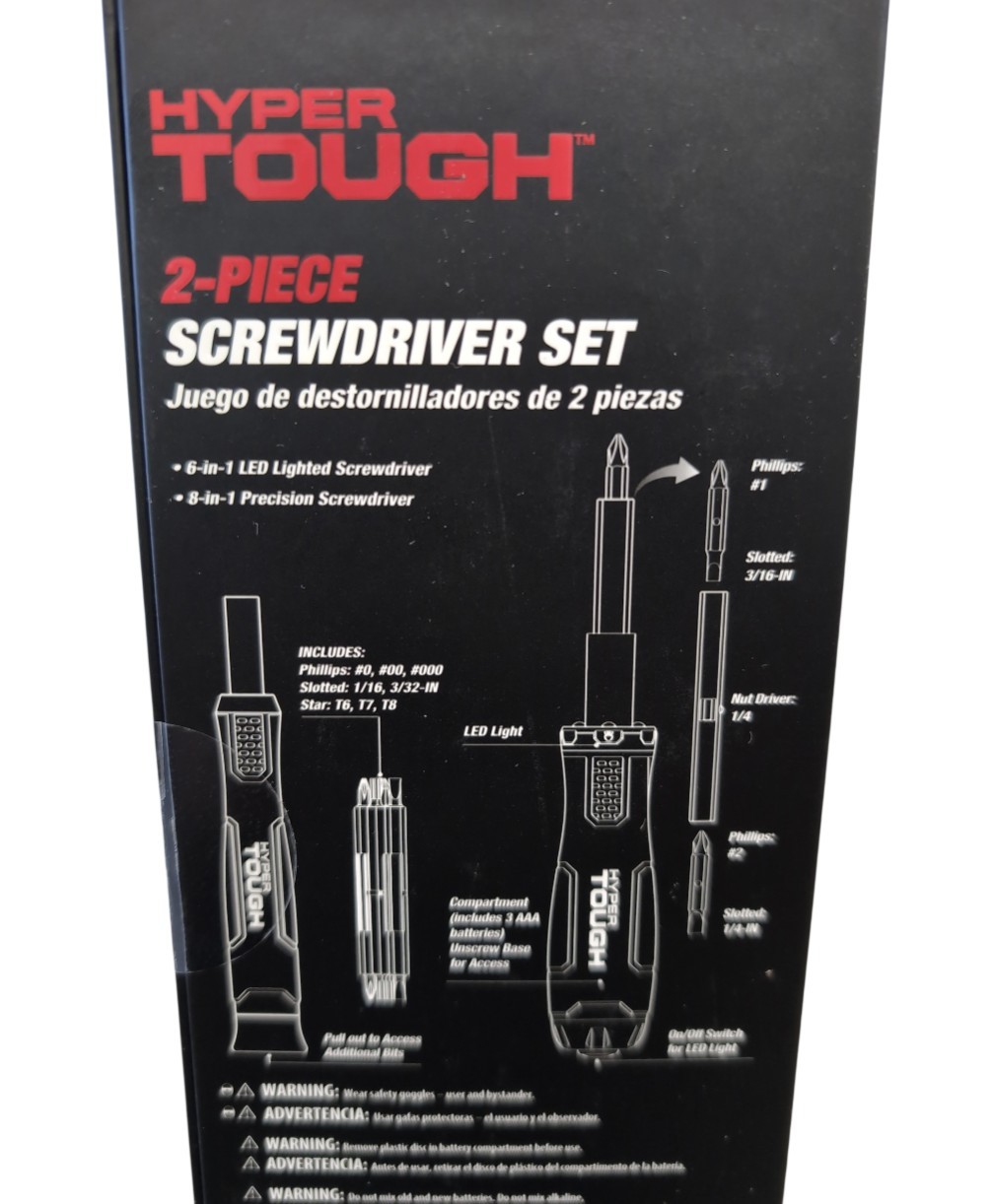 Hyper Tough 2-Piece LED Lighted 6-in-1 and 8-in-1 Precision Screwdriver Set gallery