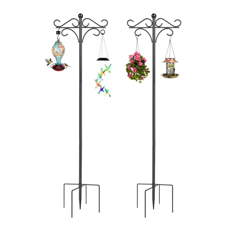2 Pack 91" Double Shepherds Hooks Bird Feeder Pole Outdoor Garden Hanging Holder gallery