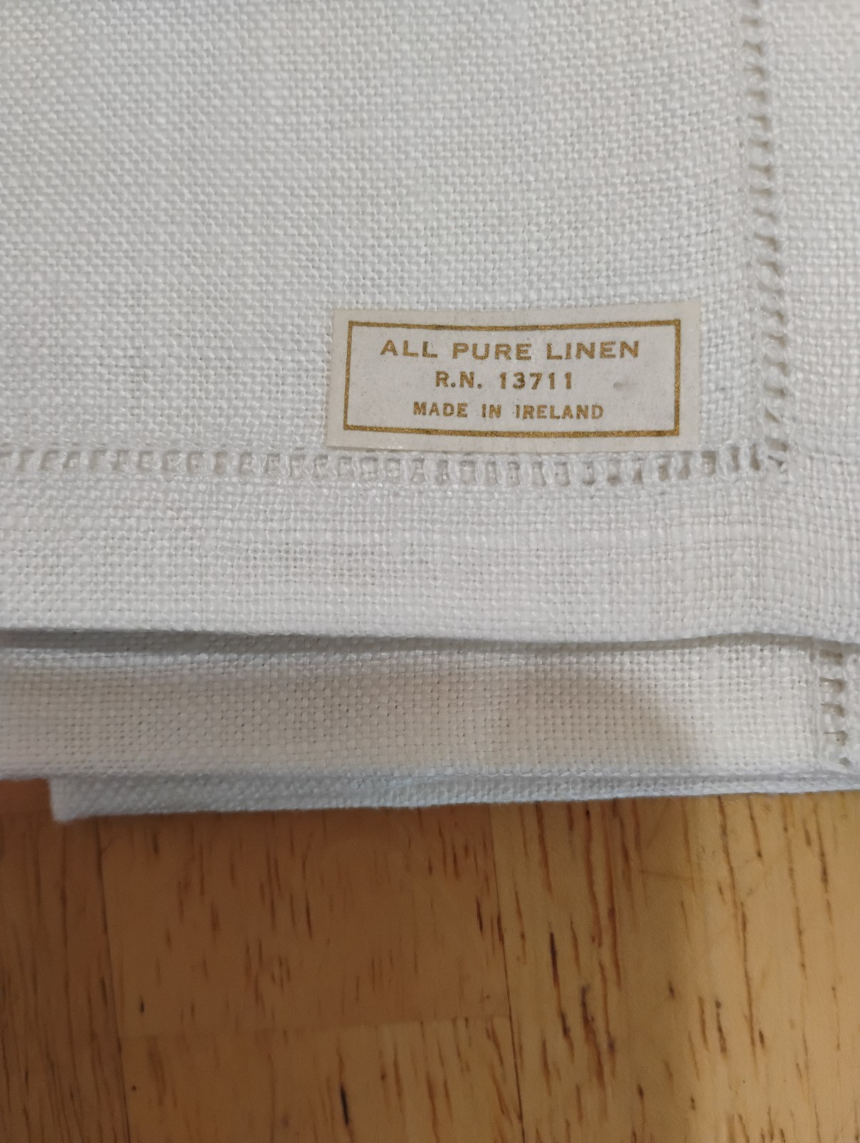 3 Sets Linen Napkins 15" Square & 19" Square Beige White & Off White Hemstitched gallery