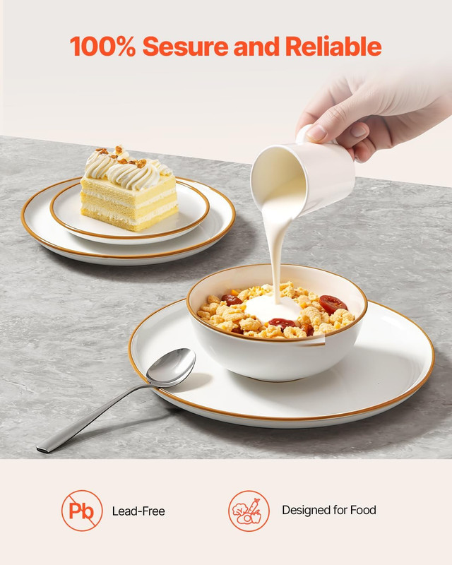 Dinnerware Set, Service for 8 (32 PCS), round Plates and Bowls Sets, Scratch Res gallery