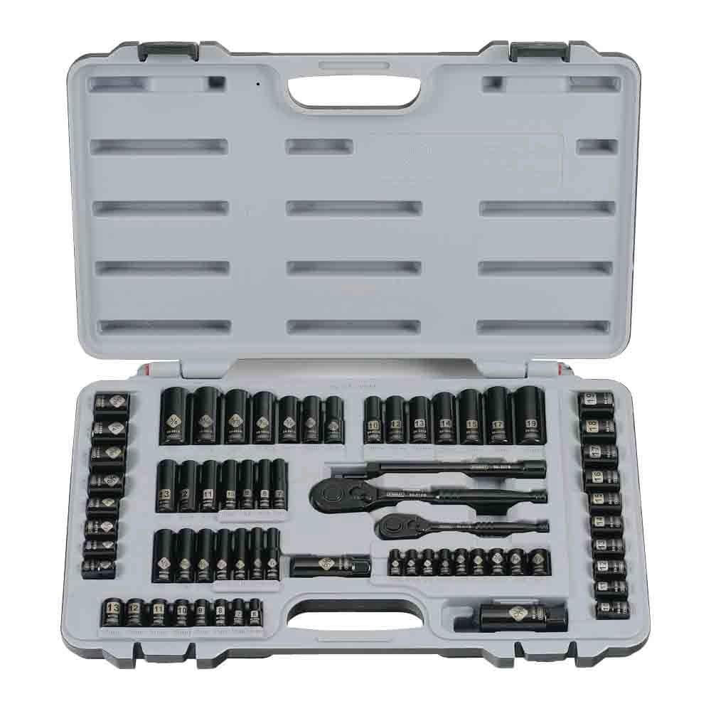 1/4 In. & 3/8 In. Drive Black Chrome Laser Etched SAE Mechanics Tool Set (69-Pie gallery