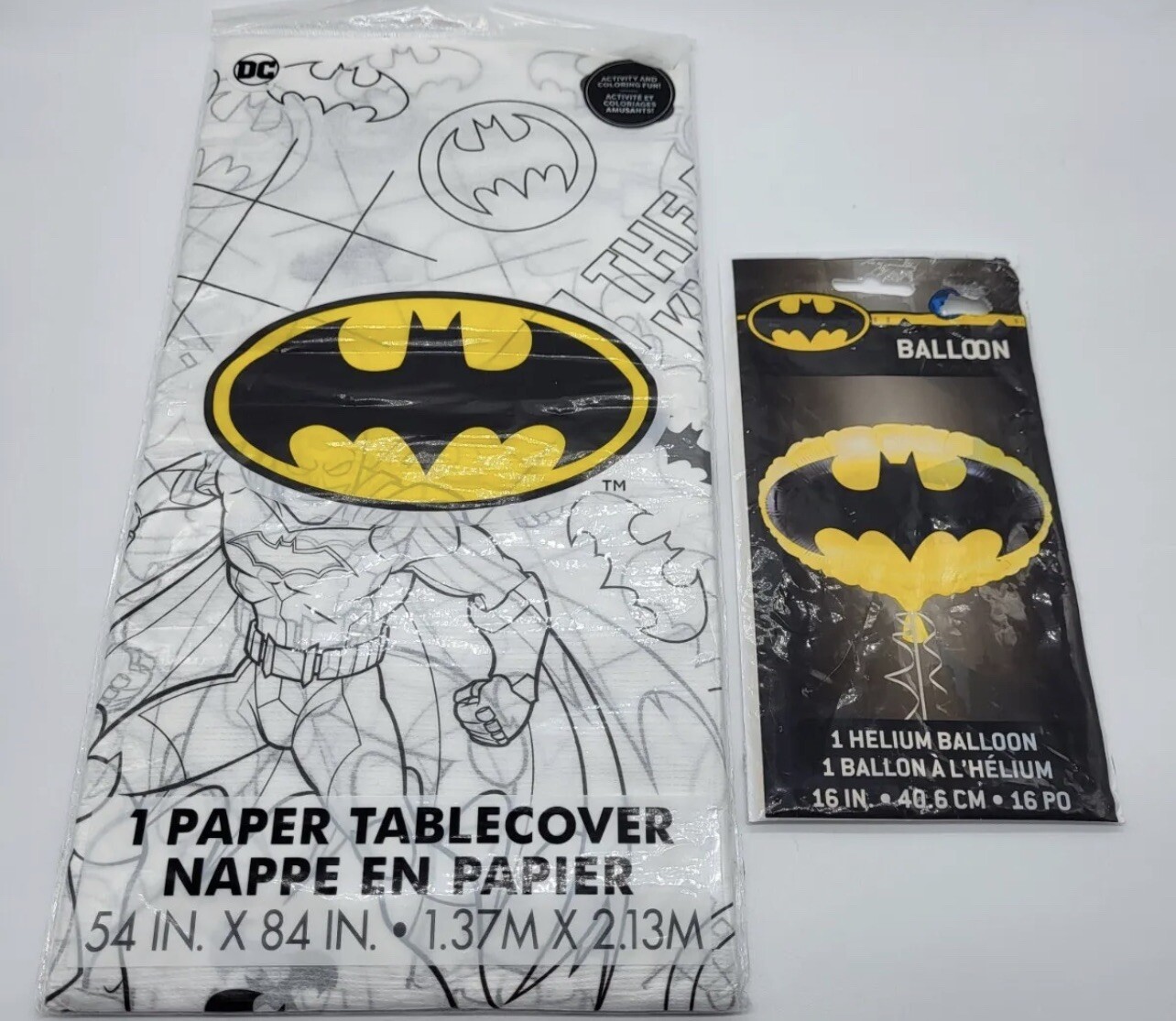 DC - Batman Themed Paper Tablecover 54 In x 84 In and One 16 In Helium Balloon gallery