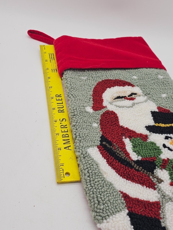Christmas Stocking Punch Needle Tufted Embroidered Santa Snowman Velvet gallery