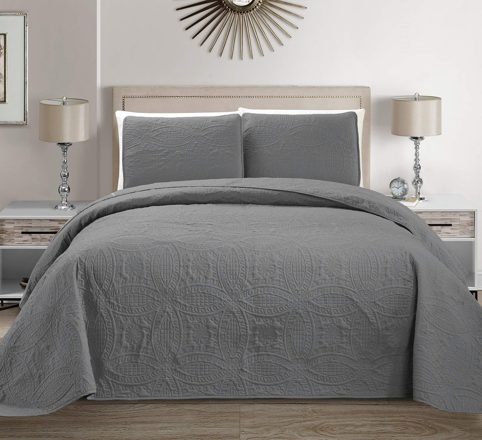 Fancy Collection Embossed Coverlet Bedspread Over Size Set Solid # Austin (Li... gallery