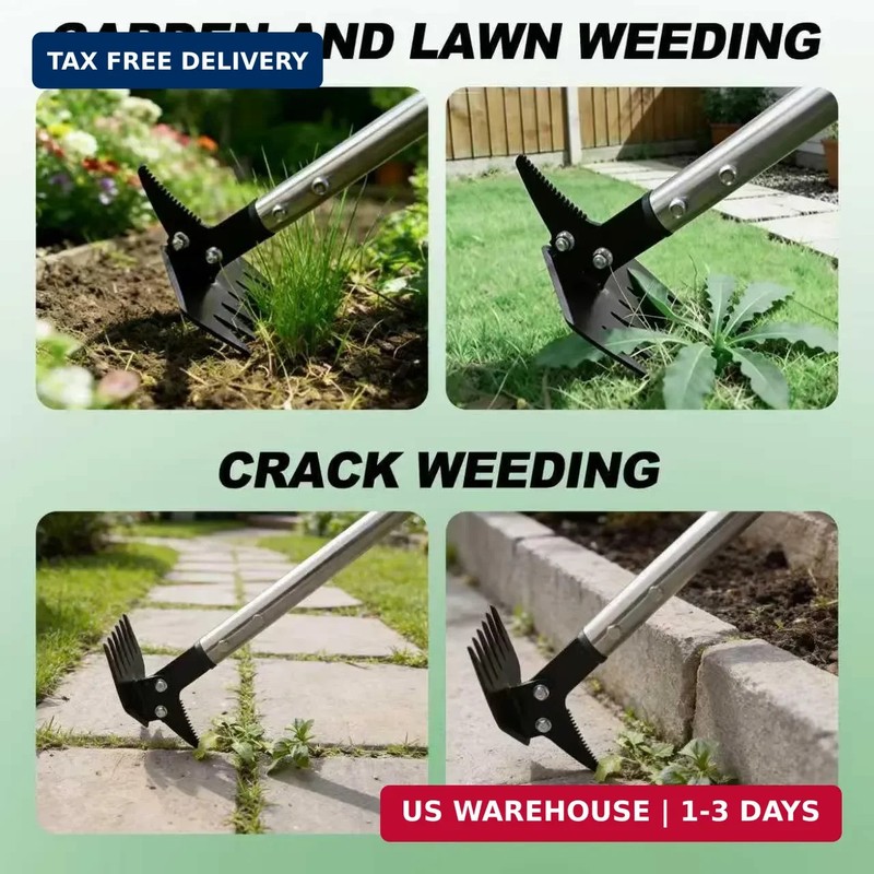 Weed Puller 61" Adjustable Long Handle, 2-in-1 Weed Rake & Crack Weeder with Det gallery