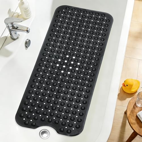 Extra Long Bathtub Mat Non Slip, Soft Bath Mat 40" x 16" (Rectangular) Black gallery