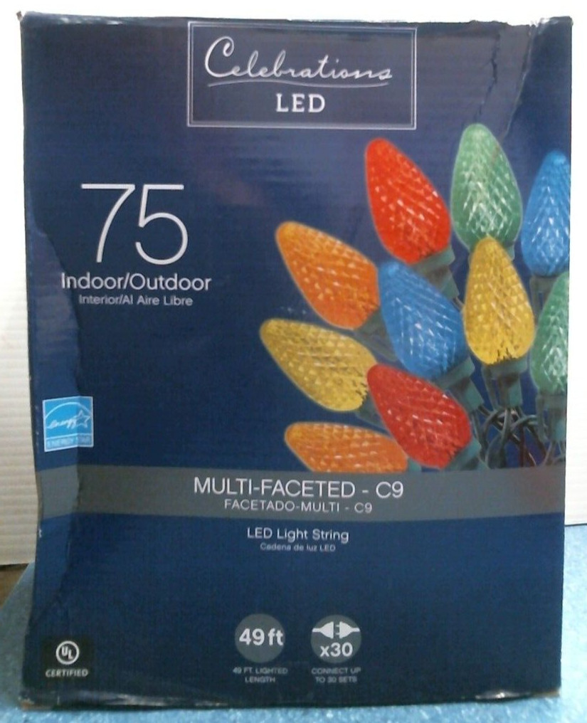 Celebrations LED 75 In/Outdoor Multi-Faceted-C9 Light String (9045908) FS gallery