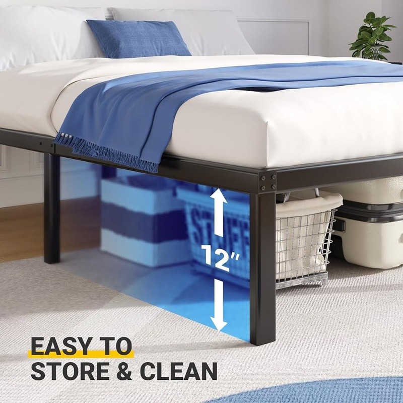 Sturdy Full Metal Bed Frame Easy Assembly Squeak Resistant Storage Solution New gallery