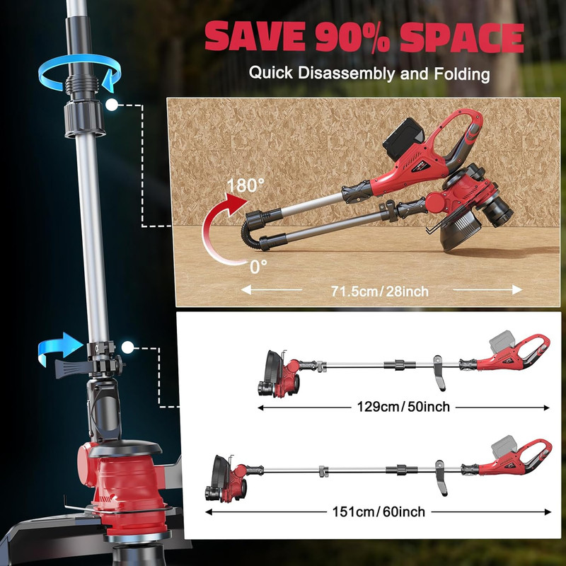 Cordless String Trimmer for Milwaukee 18V Battery Folding 3 in1 Weed (Tool Only) gallery