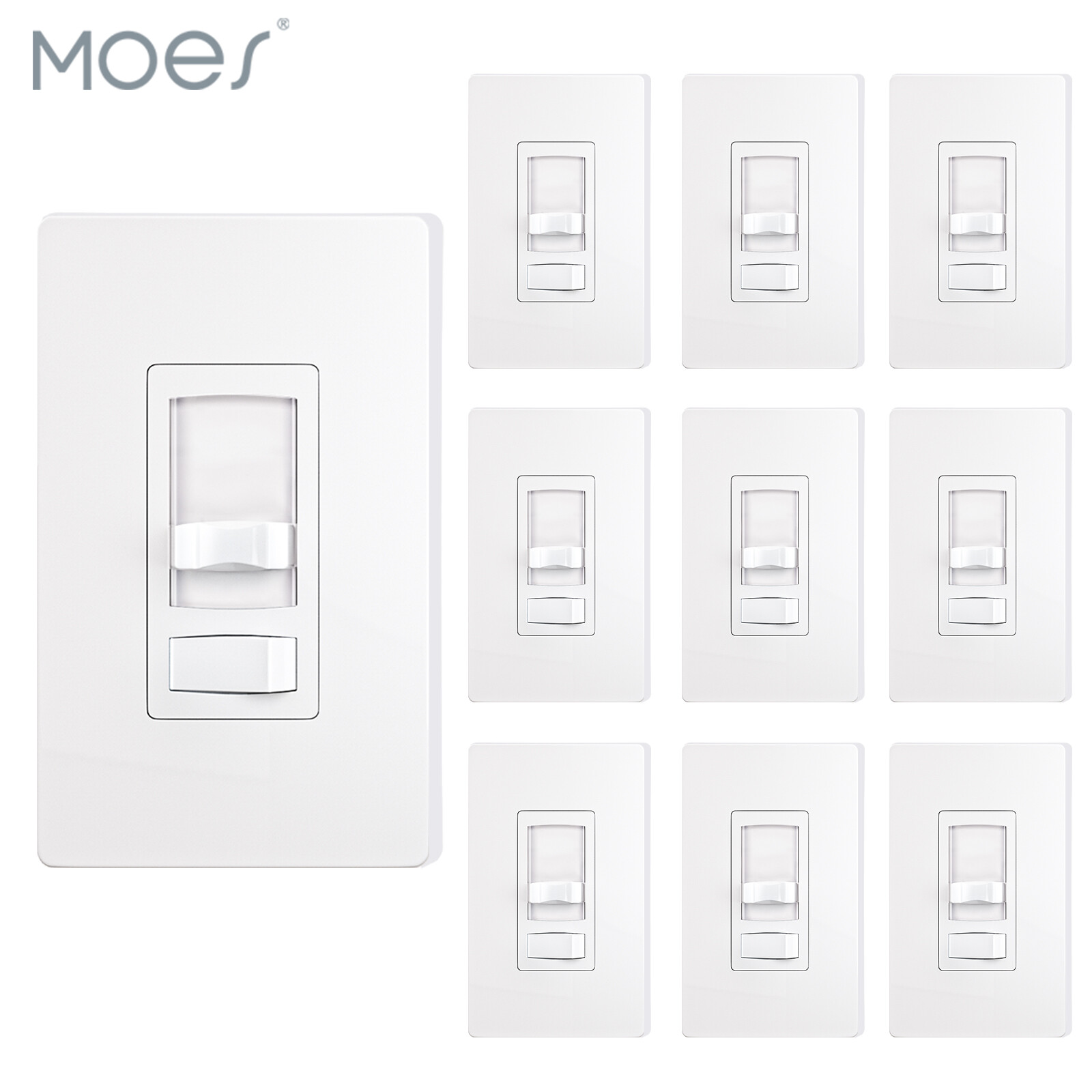 MOES 10Pack Dimmer Light Switch Single Pole/3-Way - LED/CFL/Incandescent/Halogen gallery
