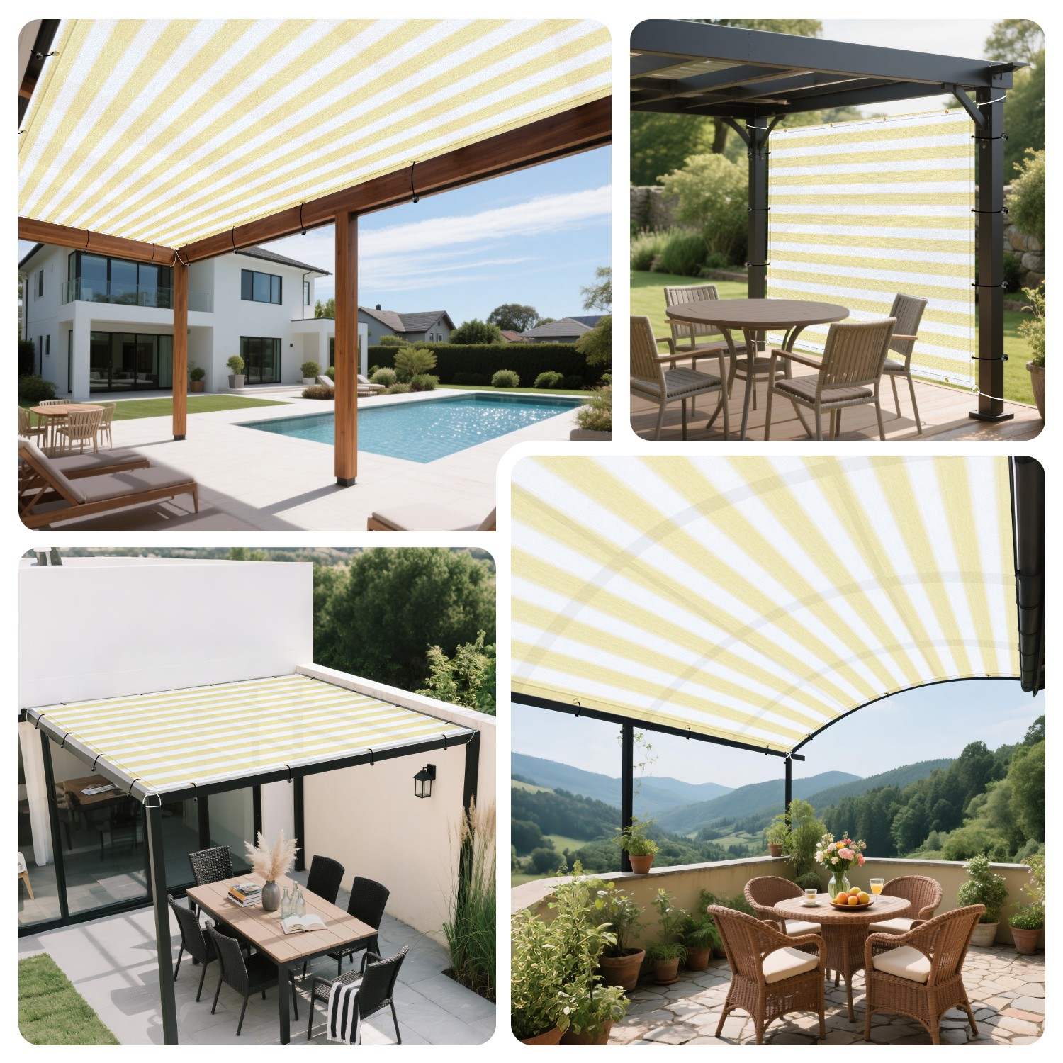 Sun Shade Sail 180GSM Straight Edge Shelter Canopy Cover Garden Yard Graystripe gallery