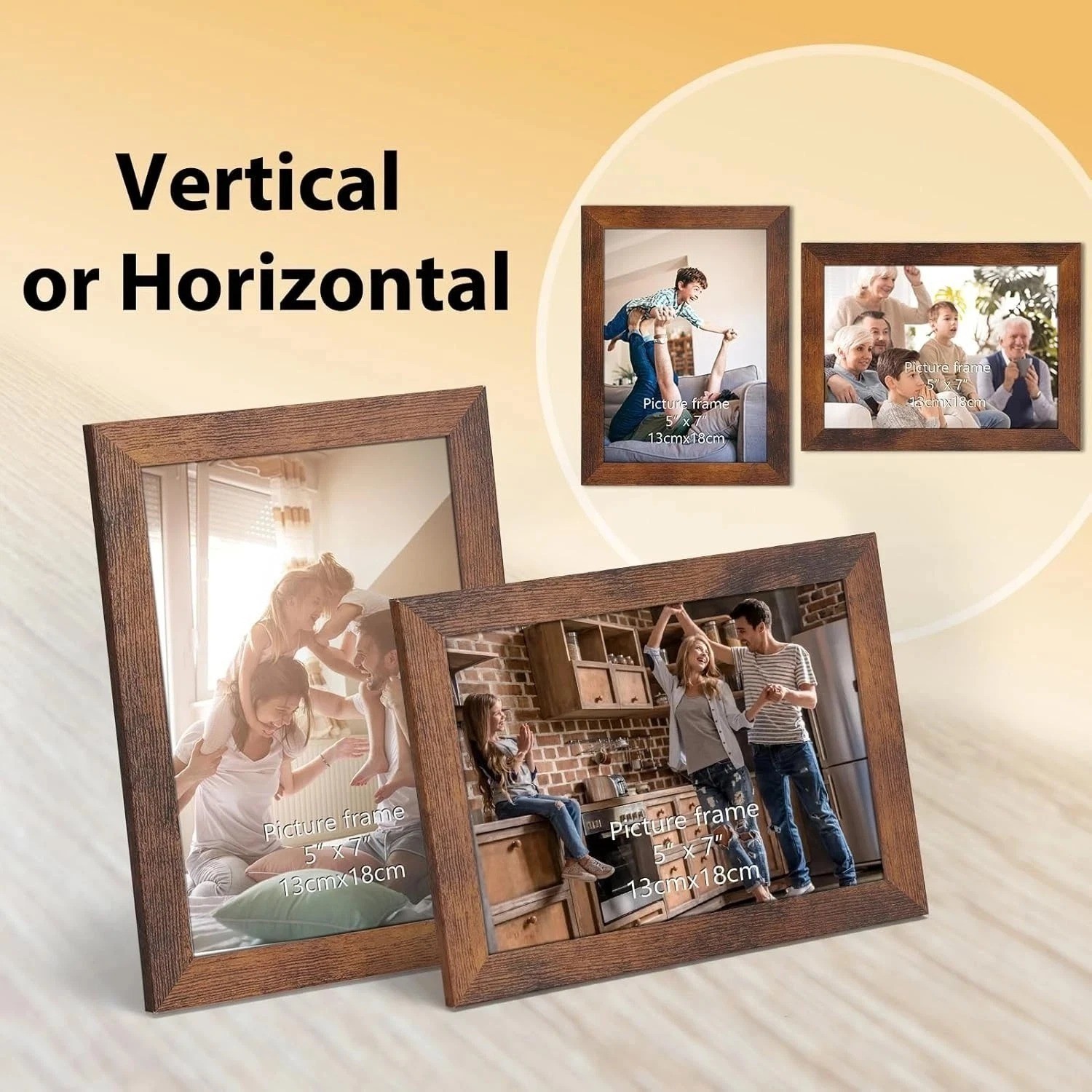 5x7 Picture Frame for Tabletop and Wall, 5 by 7 Rustic Brown Photo Frame gallery