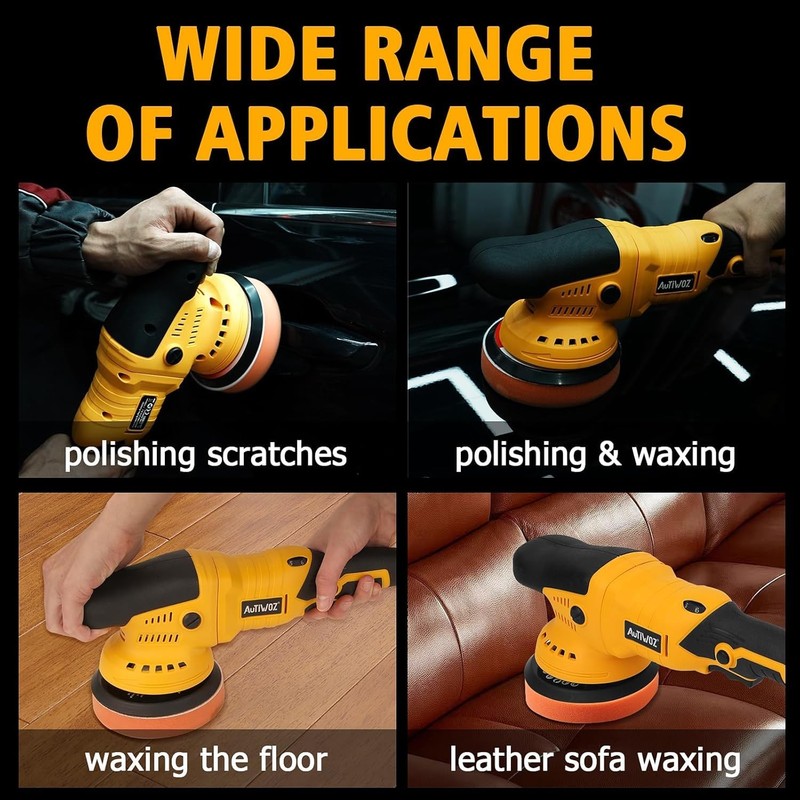 Cordless Car Buffer Polisher, 2x2000mAh 21V Batteries 5 Inch Random Orbital P... gallery