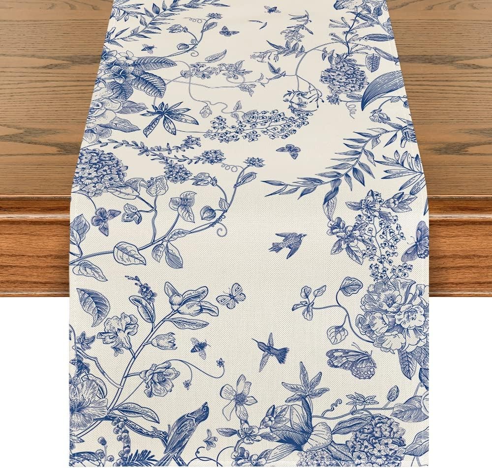 Flowers Spring Table Runner, Seasonal Summer Fall Kitchen Dining gallery