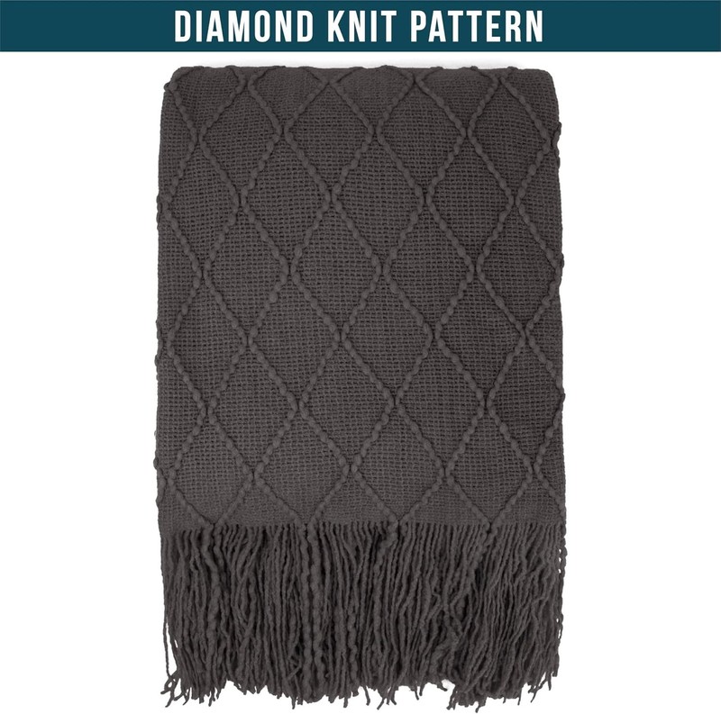 Dark Gray Knit Throw Blanket for Couch Bed, Soft Knitted Sofa Throw All Season gallery