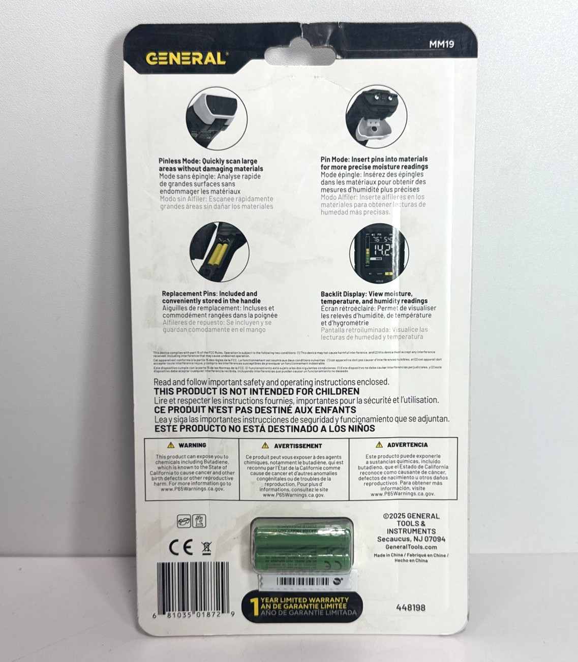 General Tools 2-in-1 Moisture Meter MM19 Pin & Pinless Measurement gallery
