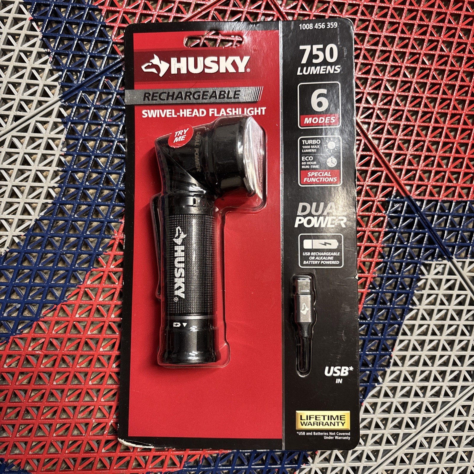 Husky 750 Lumens Rechargeable Dual Power Swivel-Head LED Flashlight gallery