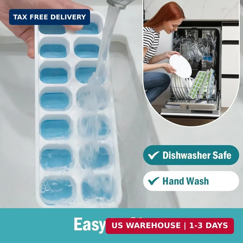 3 Pack Ice Cube Trays with Lids, Flexible Silicone Bottom for Easy Release, Stac gallery