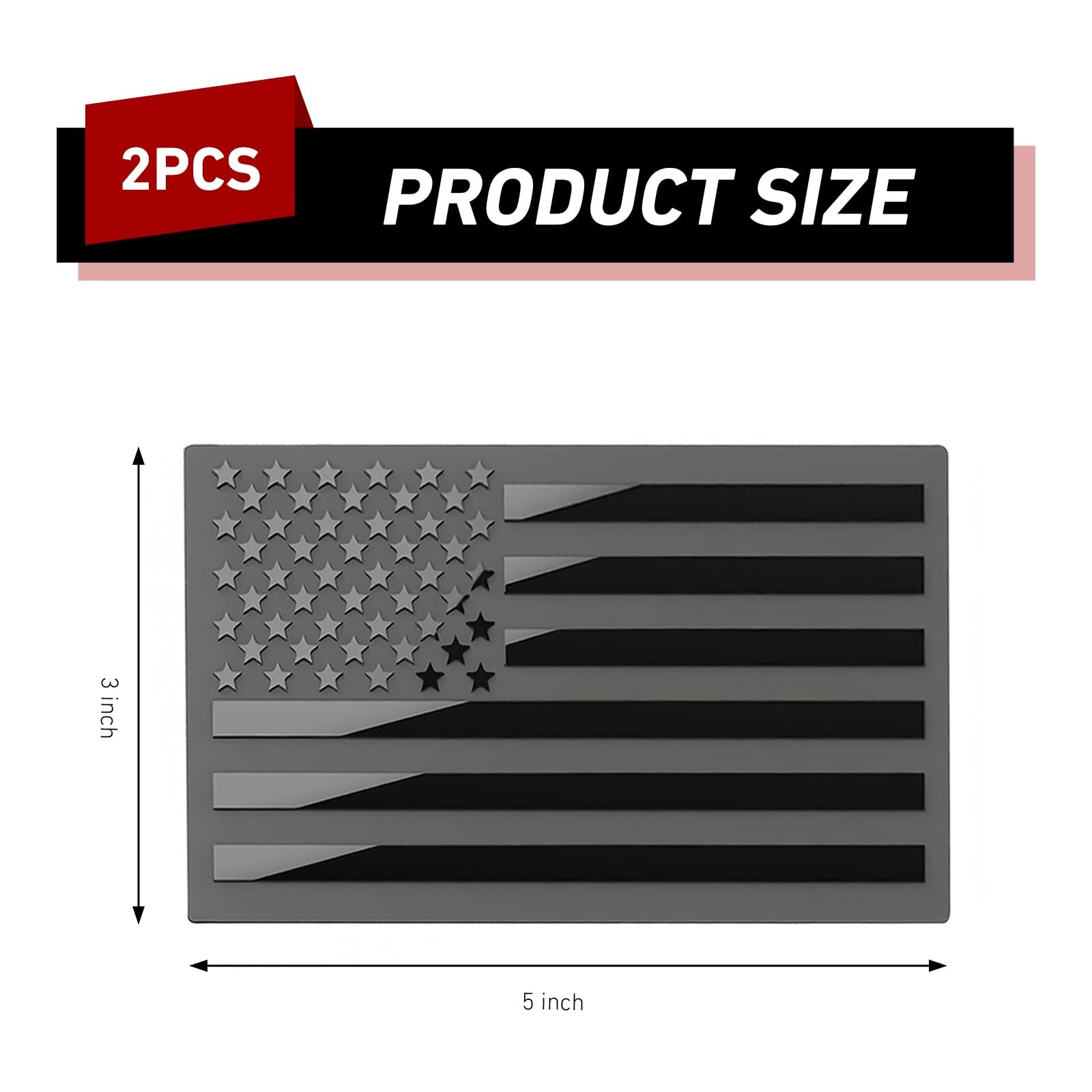 2 Pack 3D Metal Embossed Reverse American Flag Car Emblem Badge Black Silver gallery