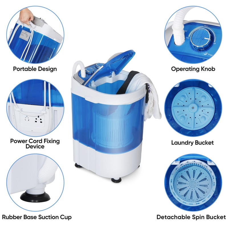 Portable Mini Washing Machine 6lbs Compact Single Tub Washer w/Spin Cycle Basket gallery