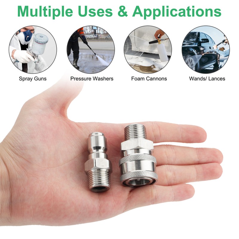3/8inch Thread Fitting Pressure Washer Quick Connect Stainless Steel Adapter Set gallery