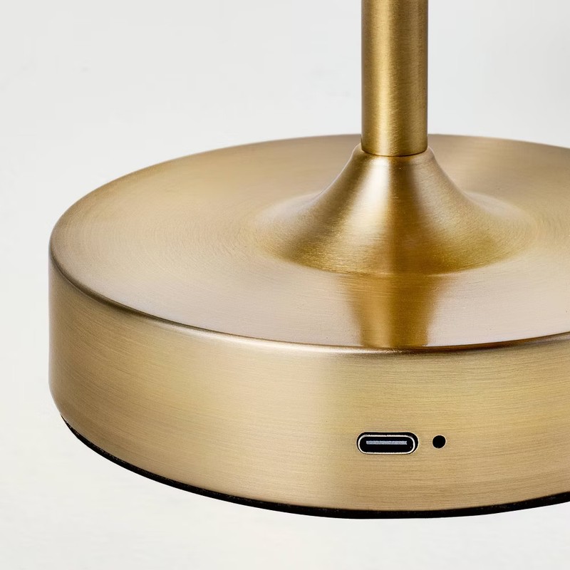 Woven Portable Table Lamp Brass (Includes LED Light Bulb) - Hearth & gallery