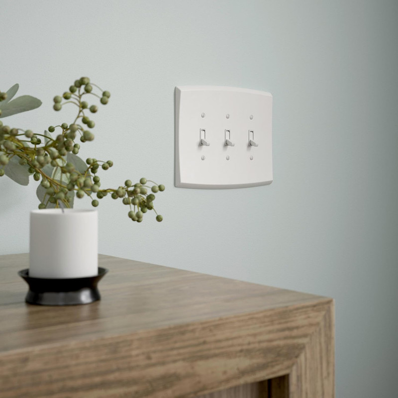 Soft Arch (2-Pack) Decorative Light Switch Covers Wall Plate Pure White 3-Gang O gallery