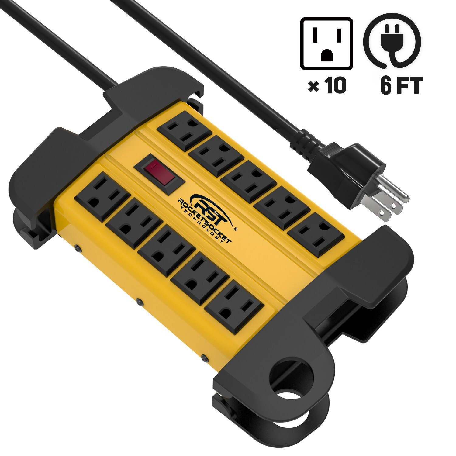 10 Outlets Heavy duty Power Strip Surge Protector 2800J 6FT Extension Power Cord gallery