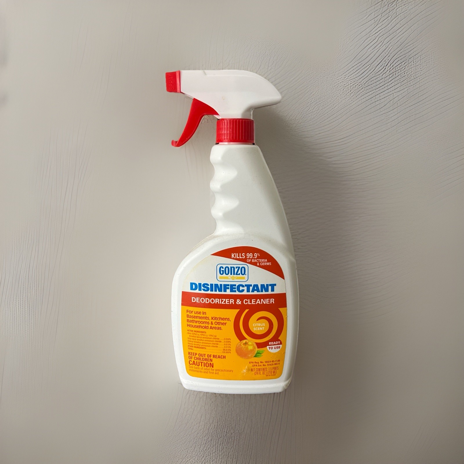 Gonzo Disinfectant Deodorizer and Cleaner Kills 99.9% of Bacteria Citrus Scent gallery