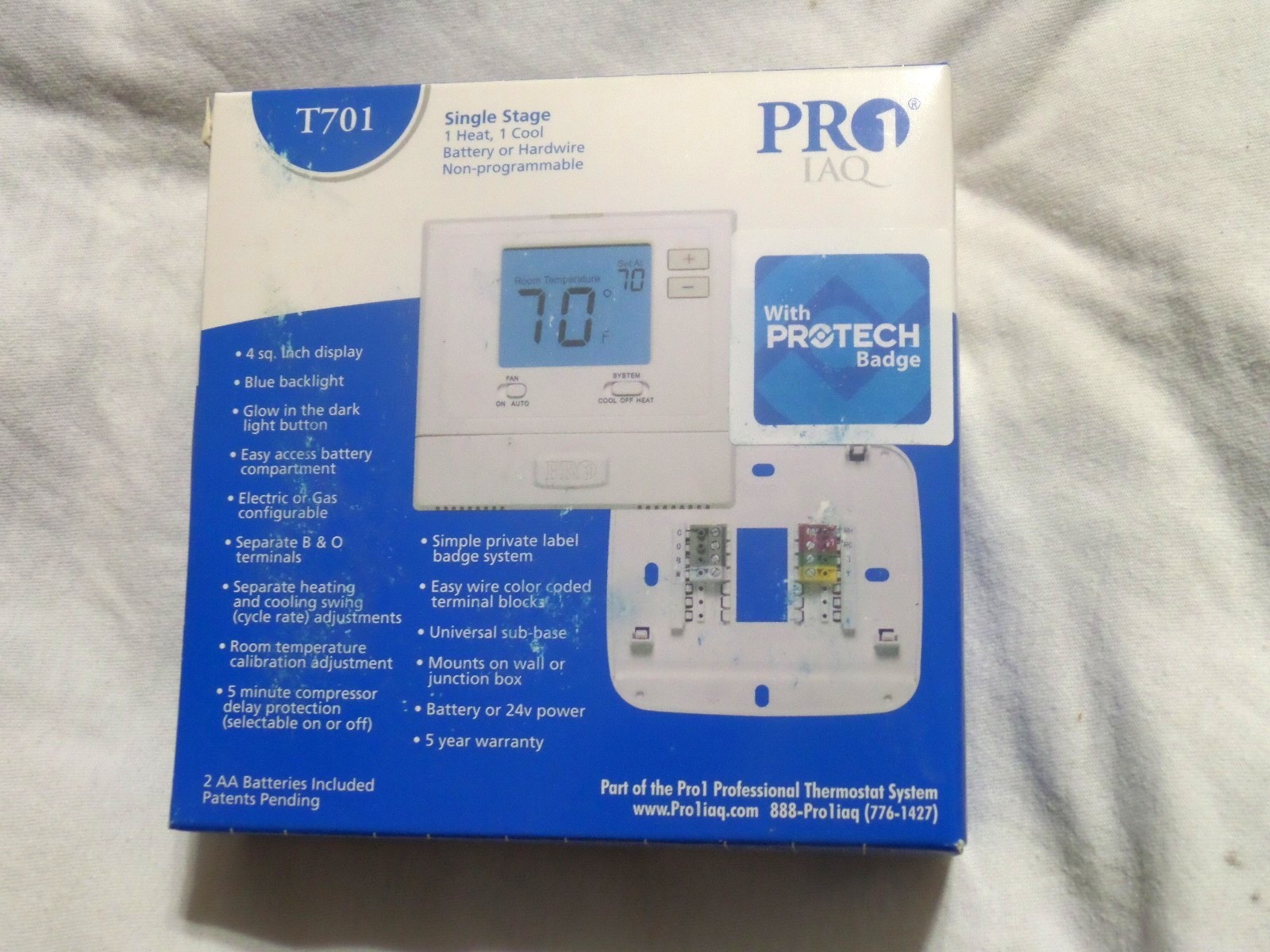 PRO1 IAQ Non Programmable 1 Stage Electronic Battery Wired Wall Thermostat T701 gallery