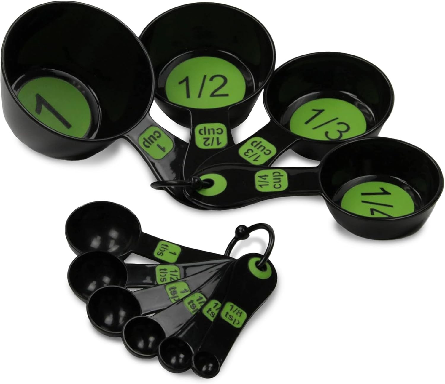 Easy to Ready Plastic Measuring Cup Set, 10 Piece Set, Green gallery