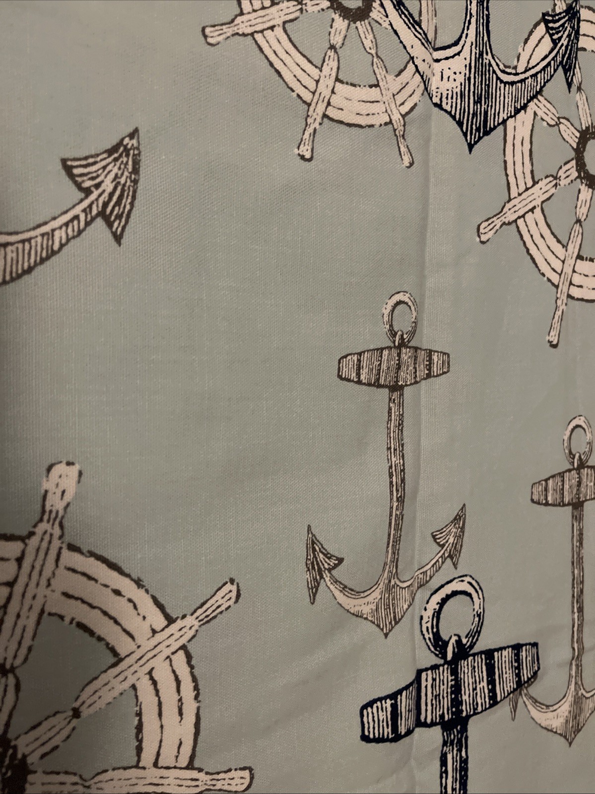 Nautical Heavyweight Fabric Shower Curtain Anchors Ship Wheels Blue Cotton Blend gallery