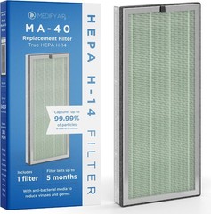 MA-40 Genuine Replacement Filter H14 HEPA Carbon Smoke Odor Dust 3-in-1 1-Pack