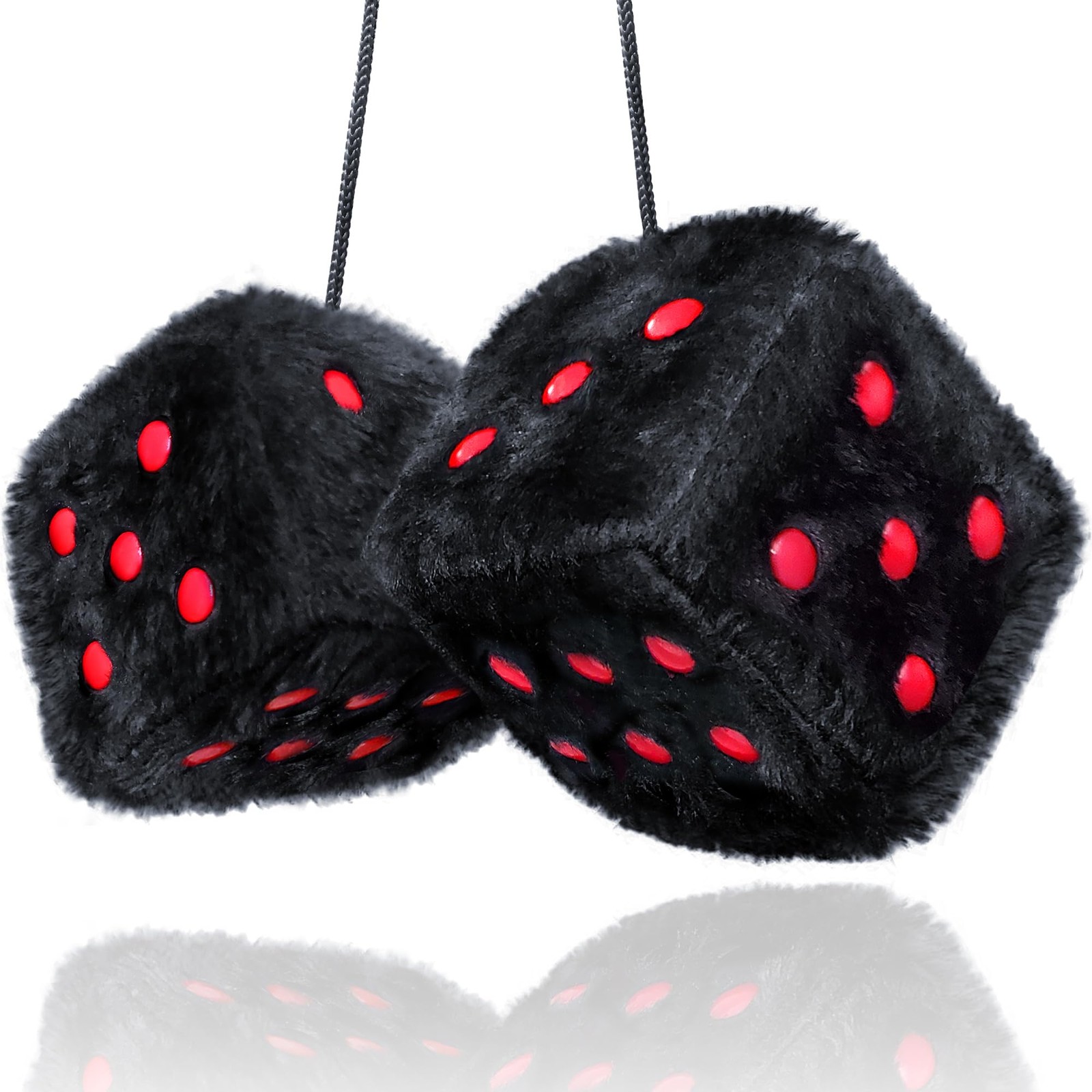 Black Fuzzy Dice for Car - Rear View Mirror Plush Cute Car Accessories for Inter gallery