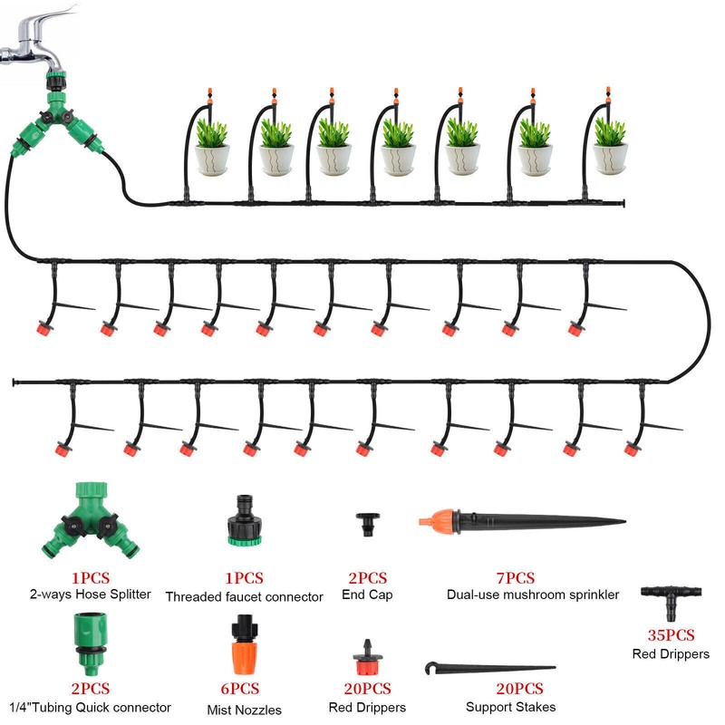 130ft Drip Irrigation System Plant Timer Self Garden Watering Hose Spray Kit USA gallery