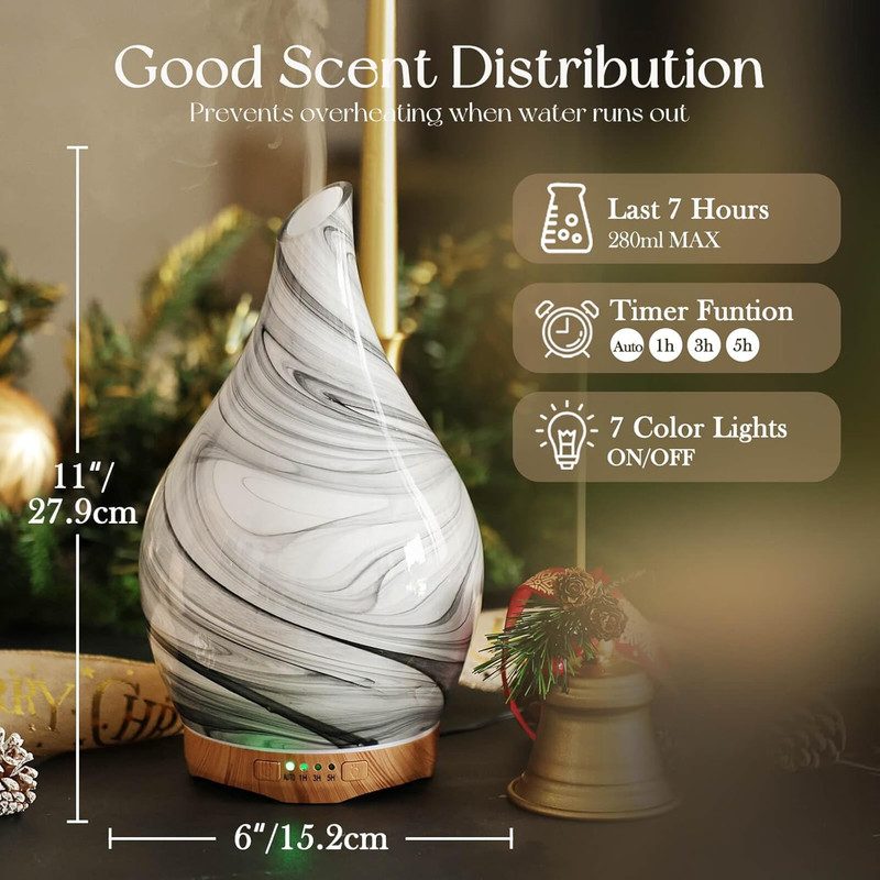280Ml Essential Oil Diffuser Glass Color Changing Aroma Air Diffusers Aromathera gallery