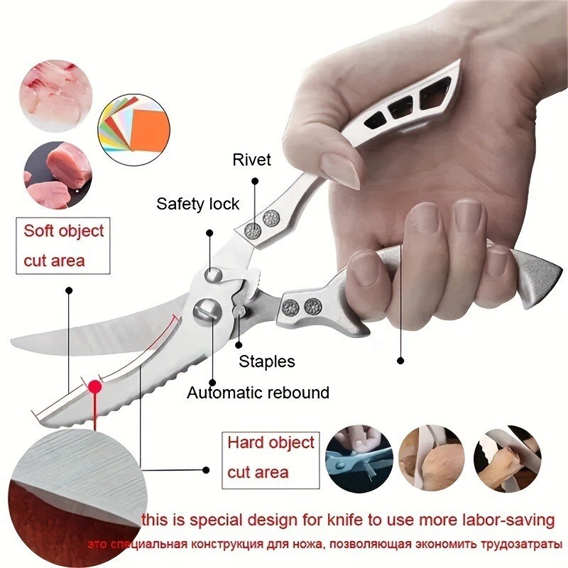 2pcs Kitchen Poultry Shears Kitchen Bone Scissor Stainless Steel Heavy Duty Meat gallery