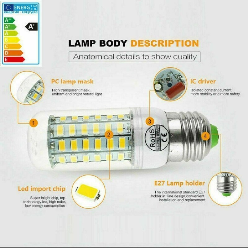 LED Corn Light Bulbs E12 E14 E27 G9 B22 7W - 25W Lamp Cool Warm Neutral White -K gallery