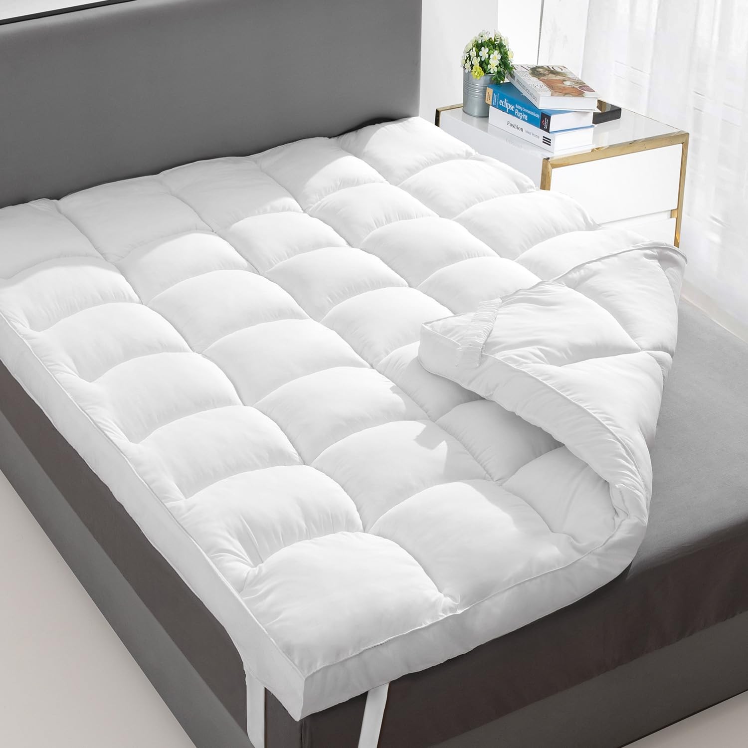 Twin 2 Inch Plush Mattress Topper Extra Thick Cooling Comfort Gel Fiber 39x75 gallery