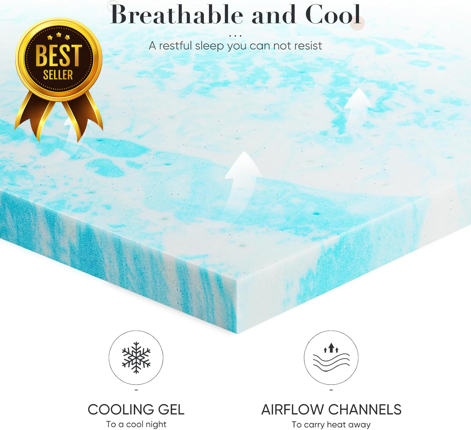 Twin Size 3-Inch Gel Memory Foam Mattress Topper Cooling Breathable Soft Bed Pad gallery