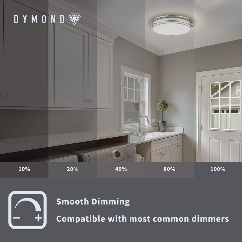 LED Ceiling Flush Mount Ceiling Light Brushed Nickel 2-PACK 12"/14" gallery