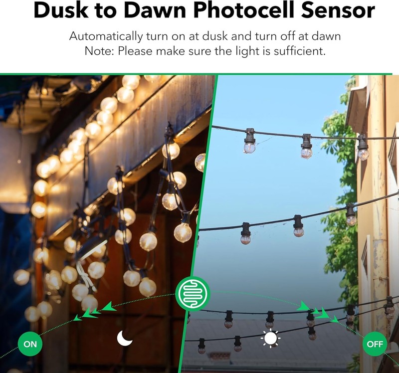 HBN Outdoor Light Timer with Remote Control, Waterproof Light Sensor, 2 Outlets gallery