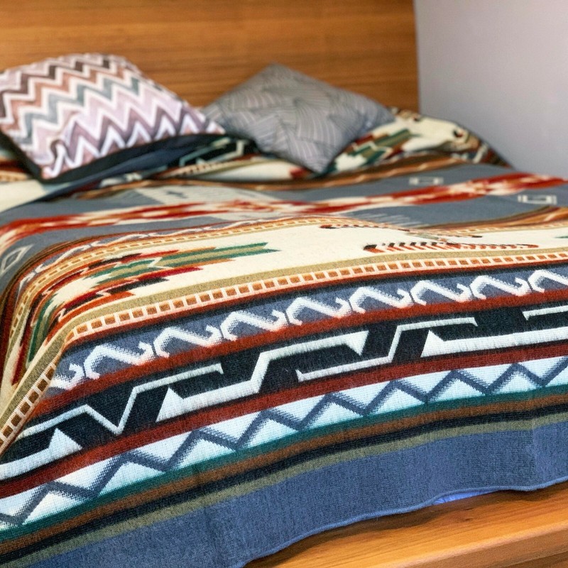 EXTRA LARGE SOFT & WARM ALPACA WOOL BLANKET 75x90" NATIVE SOUTH AMERICAN PATTERN gallery