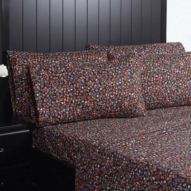 Charisma 6 piece Bed Sheet Set - Terracotta Floral Print - Queen/King -BRAND NEW gallery