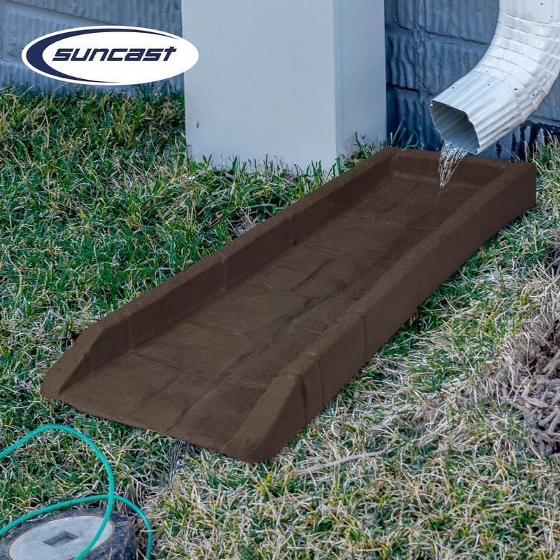 Suncast Outdoor Decorative Rain Gutter Downspout Splash Block, Java (6 Pack) gallery