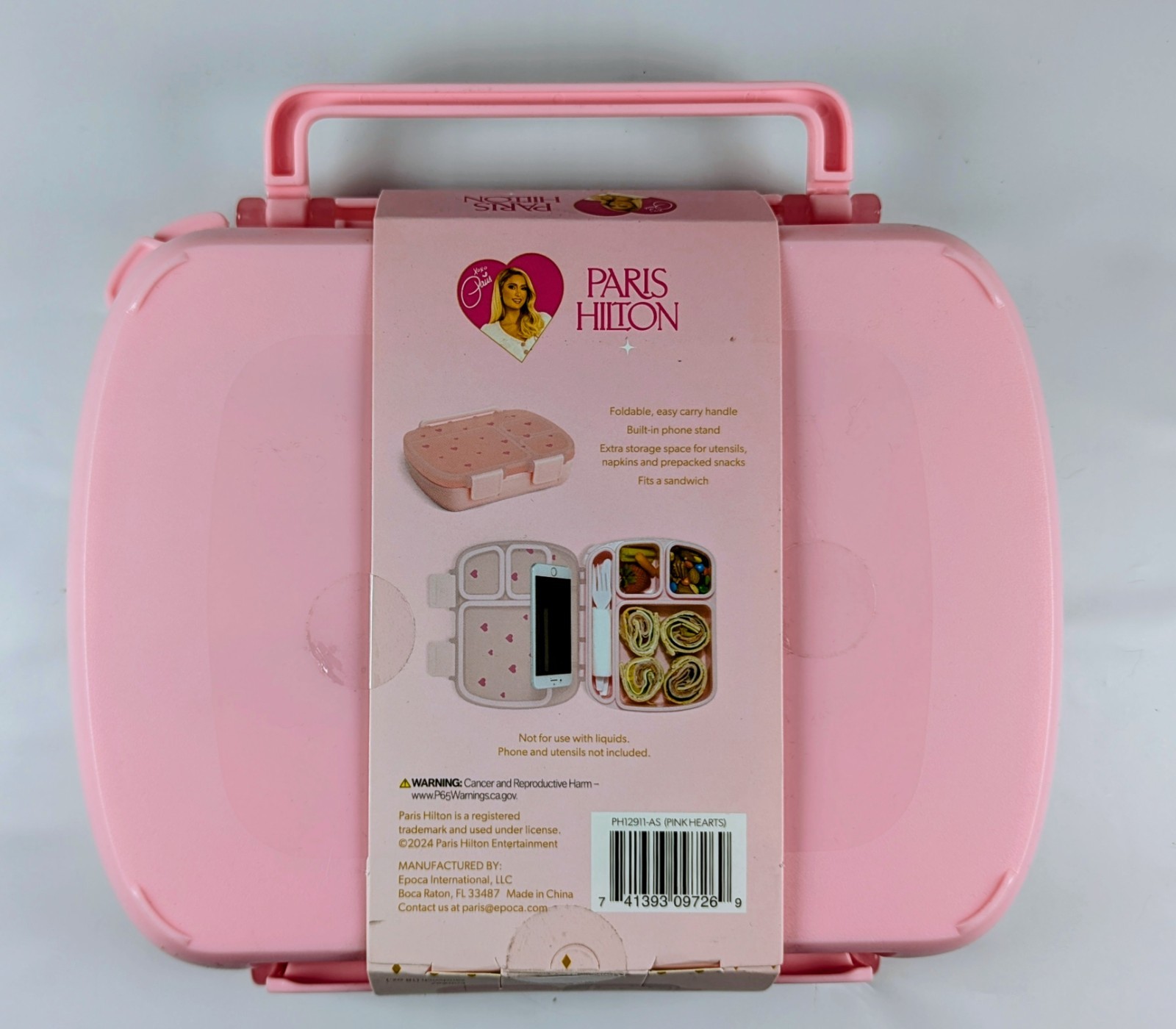 Paris Hilton Bento Style Box 4 Compartment Lunch Box Pink Hearts NEW gallery