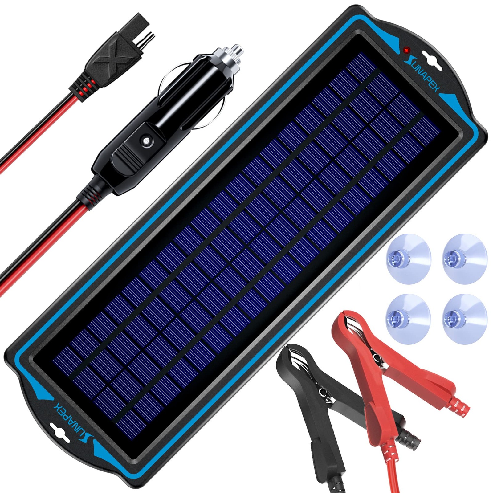 SUNAPEX 5W 12V Solar Battery Charge Maintainer - Solar Trickle Charger for Car gallery