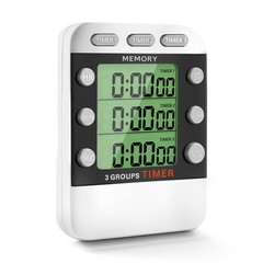 Digital Dual Kitchen Timer, 3 Channels Count /Down Timer, Triple Cooking7077